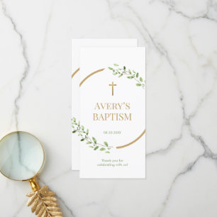 Bookmark för vattenfärgsutandning Guld kor Baptism Tack Kort