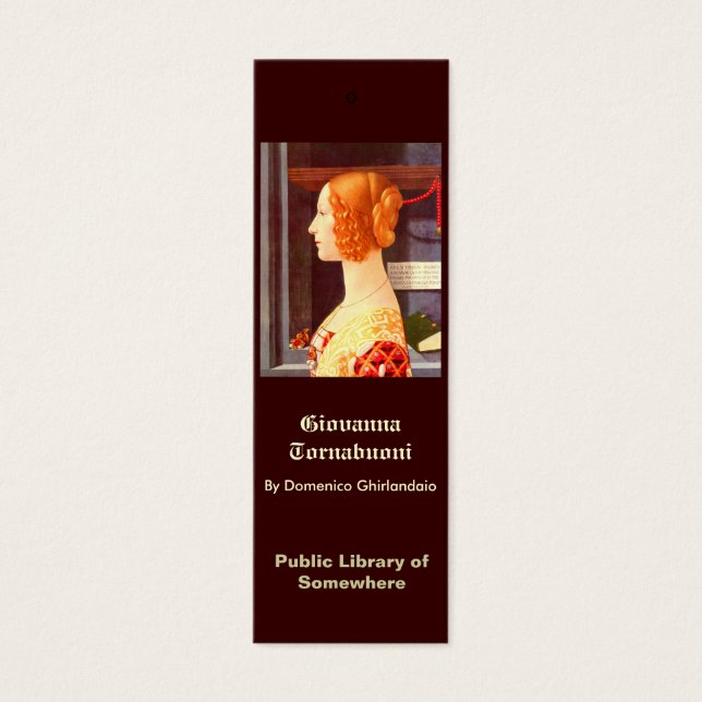 Bookmark - Giovanna Tornabuoni Litet Visitkort (Framsidan)