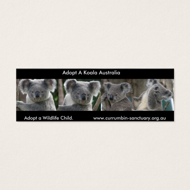 Bookmark Koalas Adopt a Wildlife Child Australia Litet Visitkort (Framsidan)