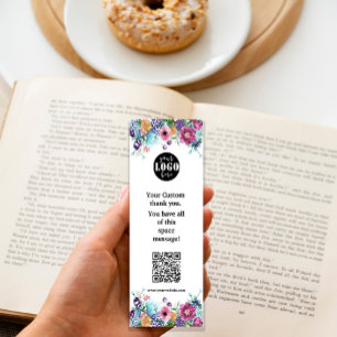 Bookmark-kort för Berry Sweet Blueberry & Flowers Mini Visitkort