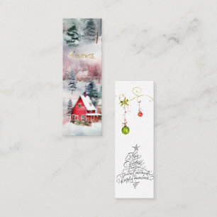 BOOKMARK Winter Happiness Helgdag Önskemål Mini Visitkort