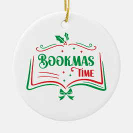Bookmas Time Reading Book Lover Holiday Print Appa Julgransprydnad Keramik