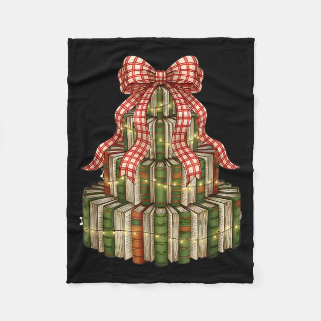 Bookmas Tree Christmas Librarian Book Lover Holida Fleecefilt (Framsidan)