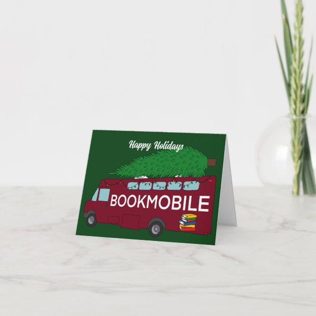 Bookmobile med Julgran på översta Anpassningsbarna Kort (Framsida)
