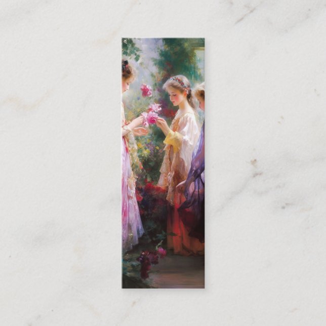 BookmTre flickor leker i trädgården Mini Visitkort (Framsida)