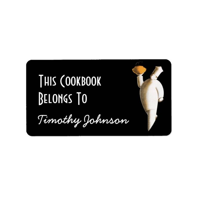Bookplåt Ex Libris Namn Chef Cookbook-Tillhör till Adressetikett (Framsidan)