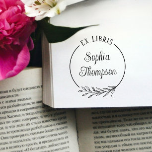Bookplåt för botaniskt Löv-skript Namn Ex Libris Självfärgande Stämpel