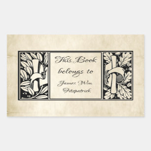 Bookplåt för finare Vintage Parchment-segelstycke Rektangulärt Klistermärke
