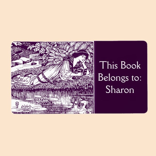 Bookplåt för kvinnors lästa Art nouveau Fraktsedel (Skapare uppladdad)