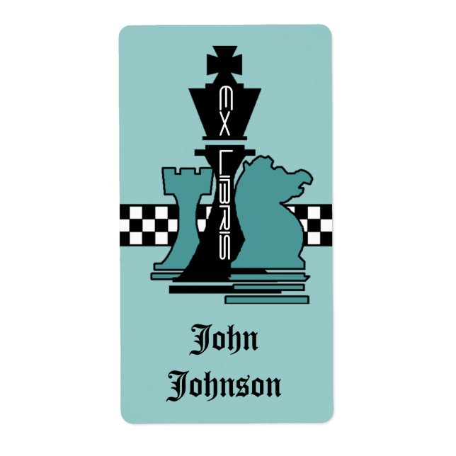 Bookplåtar Ex Libris Chess Game Delar Kung Rook Fraktsedel (Framsidan)