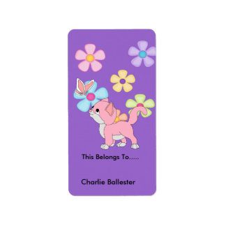 Bookplate Labels Kids Stickers Kitten Cat Adressetikett