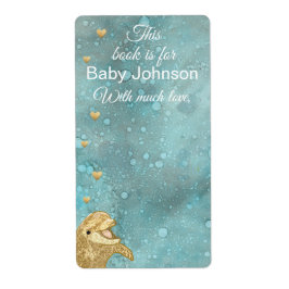 Bookplate Lakan 8 för babyskor "Guld Baby Dolphin" Fraktsedel