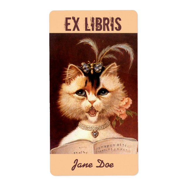 Bookplate Music Bok-etikett EX LIBRIS Victorian Ca Fraktsedel (Framsidan)