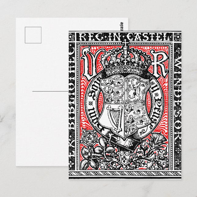 Bookplate Queen Victoria vid Windsor Castle Vykort (Fram/baksida)