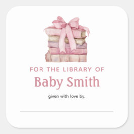 Bookplate Rosa Bow Sticker för babyskor Fyrkantigt Klistermärke