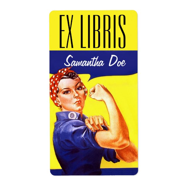Bookplate Rosie the Riveter Bok f.d. libris Fraktsedel (Framsidan)