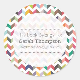 Bookplate School Name Stickers Aztec Chevron Runt Klistermärke