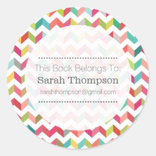 Bookplate School Name Stickers Herringbone Runt Klistermärke