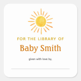 Bookplate Sunshine Sticker för babyskor Fyrkantigt Klistermärke