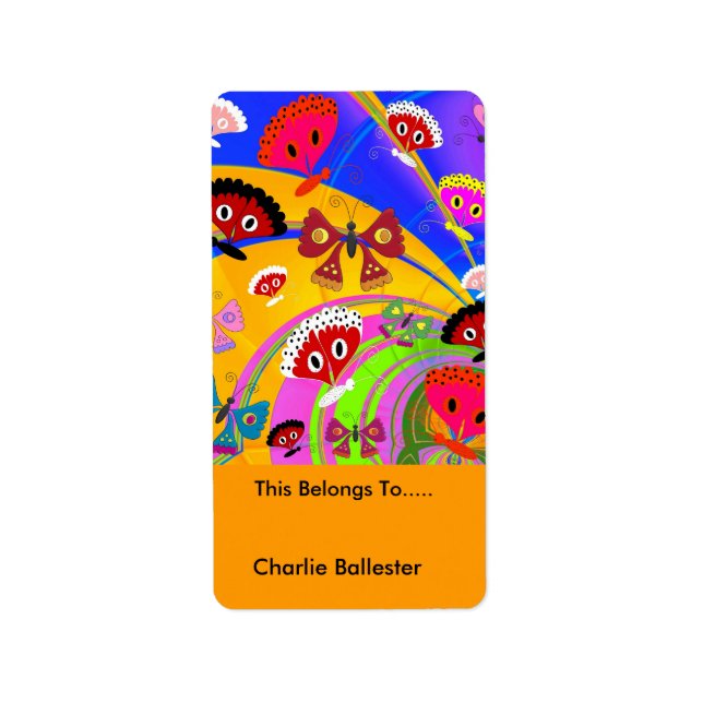 Bookplåtetiketter Kids Stickers Butterflies Adressetikett (Framsidan)