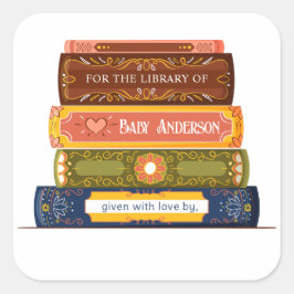 Bookplåtsetikett för babyskor fyrkantigt klistermärke
