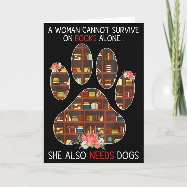 Books And Dogs Funny Quote For Book Loving Women  Kort (Framsida)