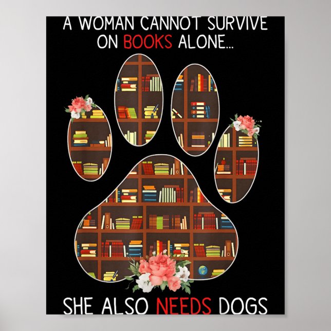 Books And Dogs Funny Quote For Book Loving Women  Poster (Framsidan)