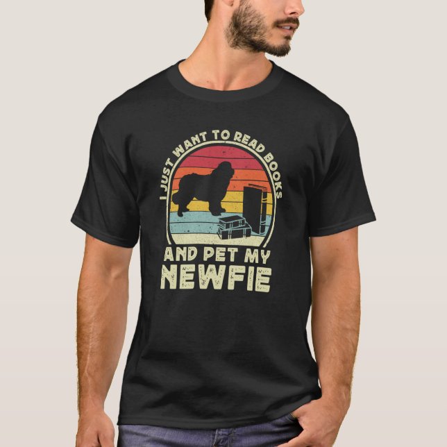 Books And Newfie For Men Women Newfoundland Dog Da T Shirt (Framsida)