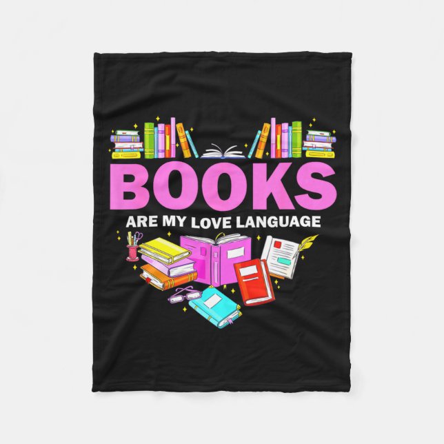 Books Are My Love Language Reading Lover Librarian Fleecefilt (Framsidan)