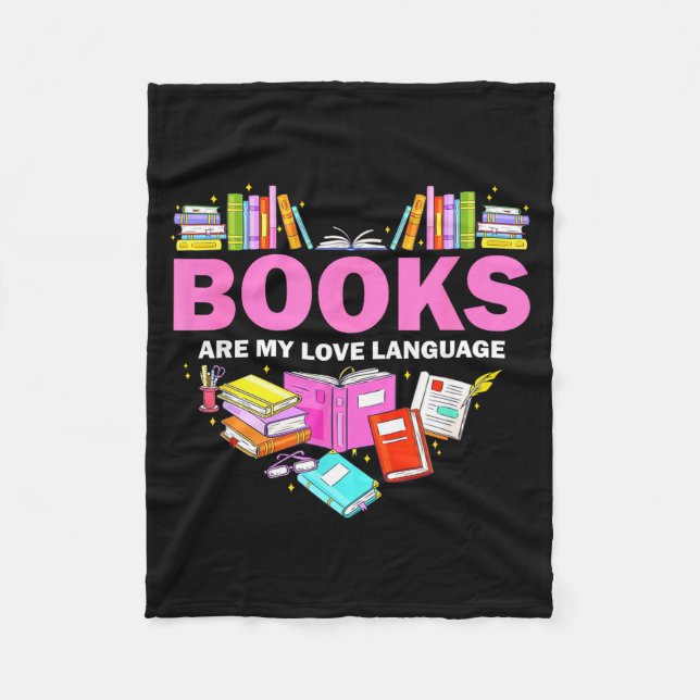 Books Are My Love Language Reading Lover Librarian Fleecefilt (Framsidan)
