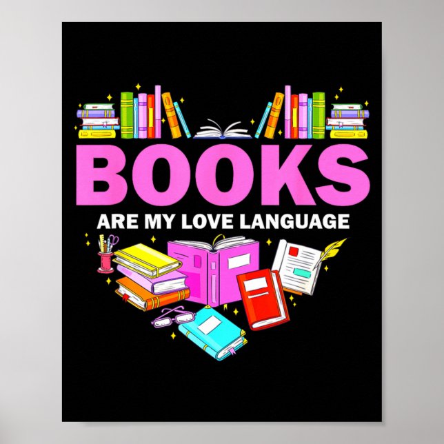 Books Are My Love Language Reading Lover Librarian Poster (Framsidan)
