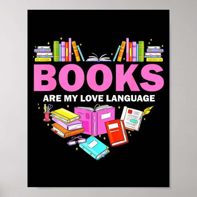 Books Are My Love Language Reading Lover Librarian Poster (Framsidan)