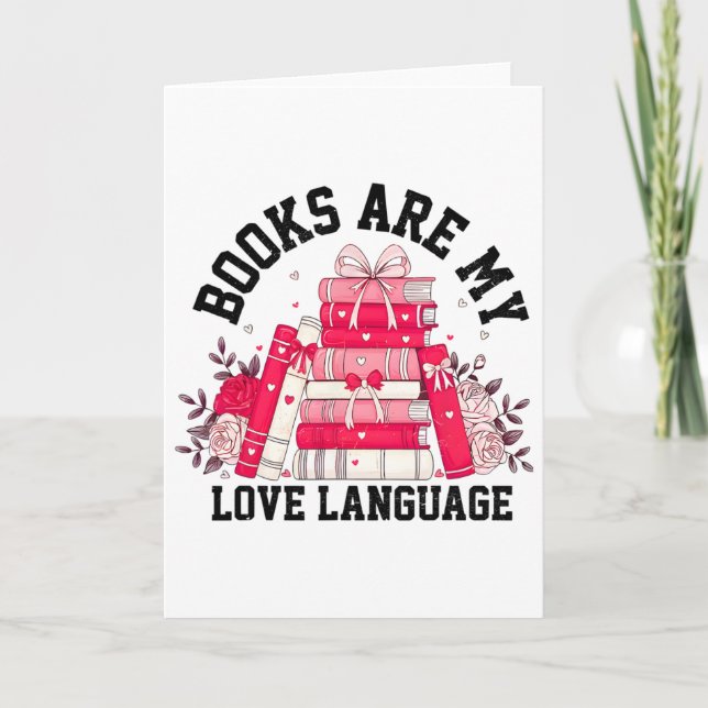 Books Are My Love Language Valentine Book Club Boo Kort (Framsida)