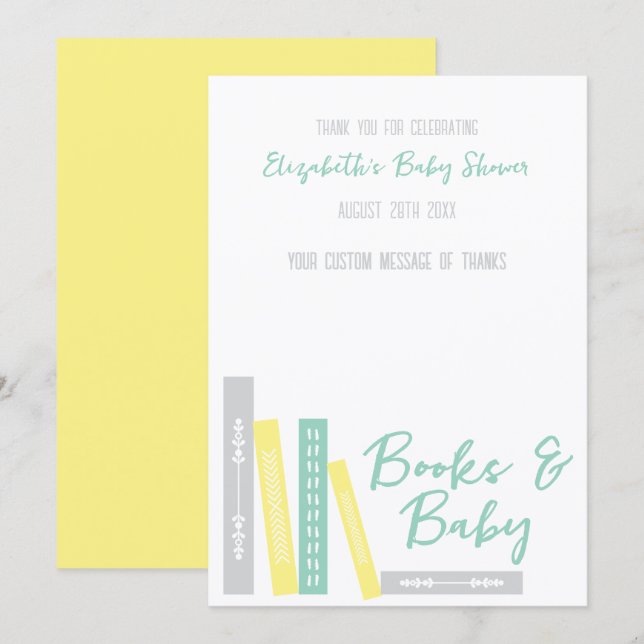 Books Baby Shower Tack Kort (Fram/baksida)