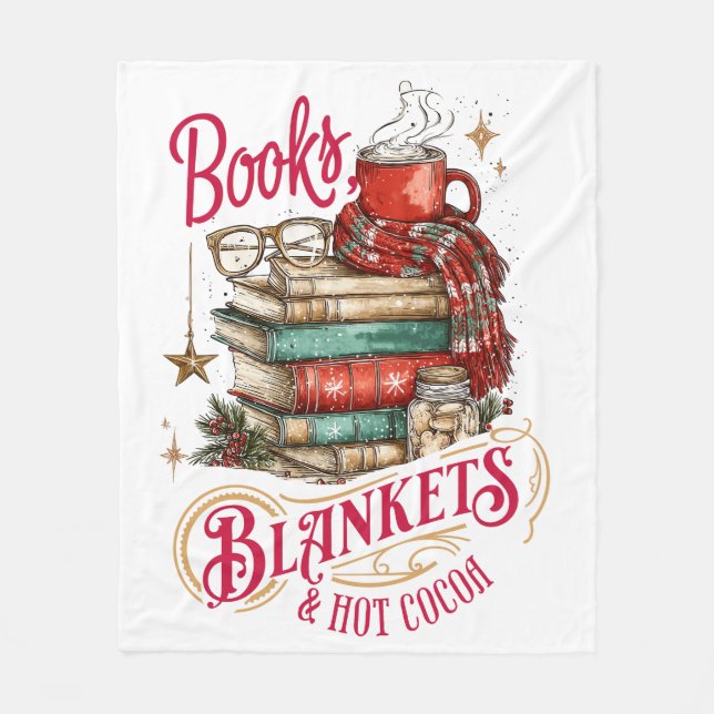 Books Blankets and Hot Cocoa  Fleecefilt (Framsidan)