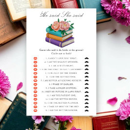 Books bridal shower - He said she said game