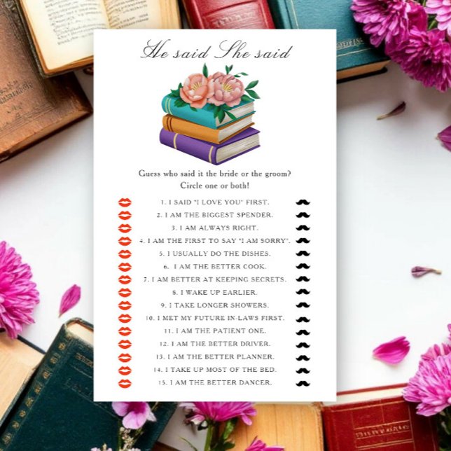 Books bridal shower - He said she said game (Skapare uppladdad)