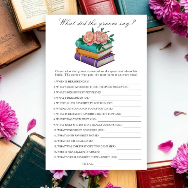 Books Bridal shower What did the groom say game (Skapare uppladdad)