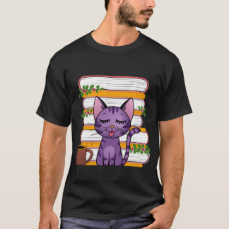 Books, cats and coffee t shirt