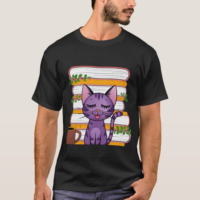 Books, cats and coffee t shirt (Framsida)
