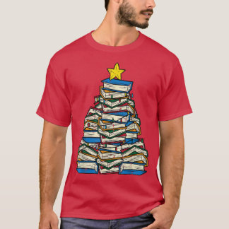 Books Christmas Tree Reading Xmas PJs Teacher Libr T Shirt