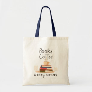 Books Coffee & mysiga hörn handväskor Bokälskare Tygkasse