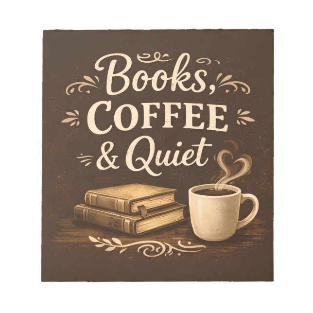 Books, Coffee & Quiet – Dark Academia Book Lover Anteckningsblock (Framsida)