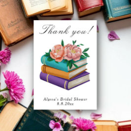 Books Floral Bridal Shower Thank you Tack Kort