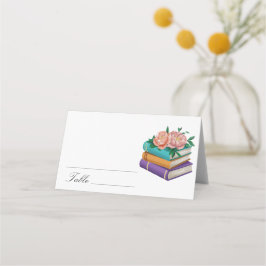 Books Floral Bridal shower - wedding place cards Placeringskort