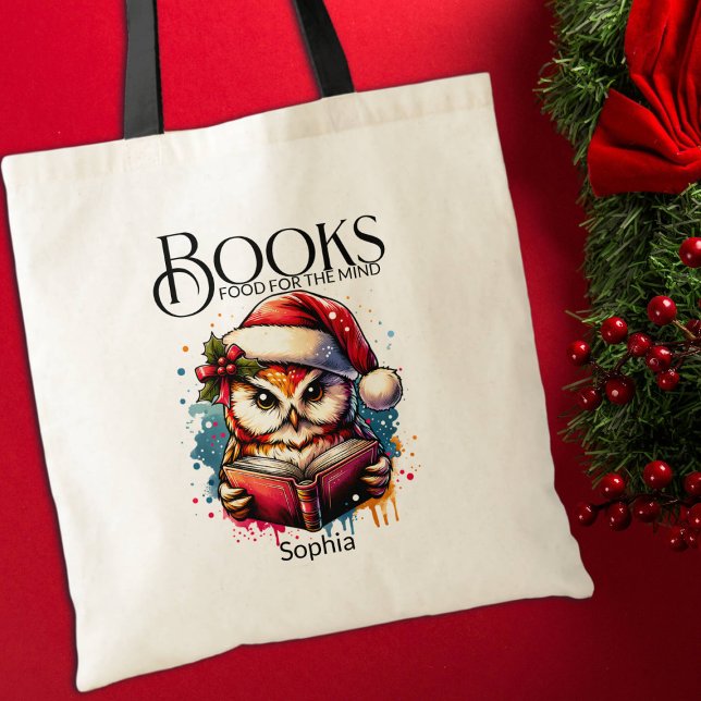 Books Food For The Mind Owl Book Lover Tygkasse (Skapare uppladdad)