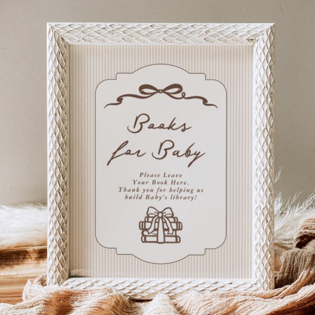 Books for baby Bebe Cafe Brown Bow Handdrawn Poster (Skapare uppladdad)
