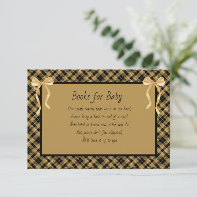 Books for Baby Black and Gold Plaid Tilläggskort (Stående Fram)
