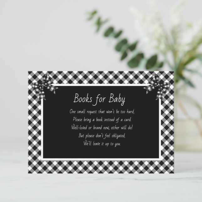 Books for Baby Black and White Plaid Tilläggskort (Stående Fram)