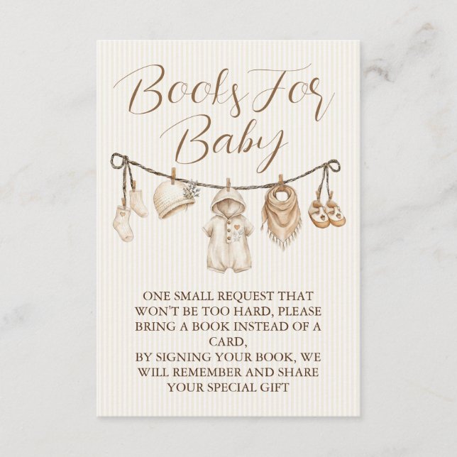 Books For Baby Boho Clothesline Baby Shower Tilläggskort (Framsida)